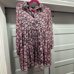 Floral Pink and Black Dress